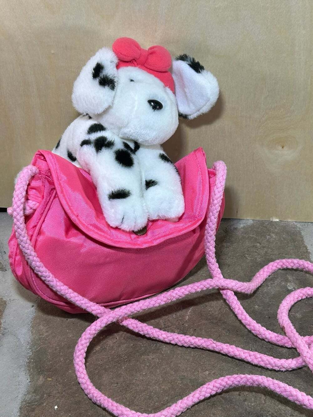 Dalmatian plush pink purse long shoulder strap cute